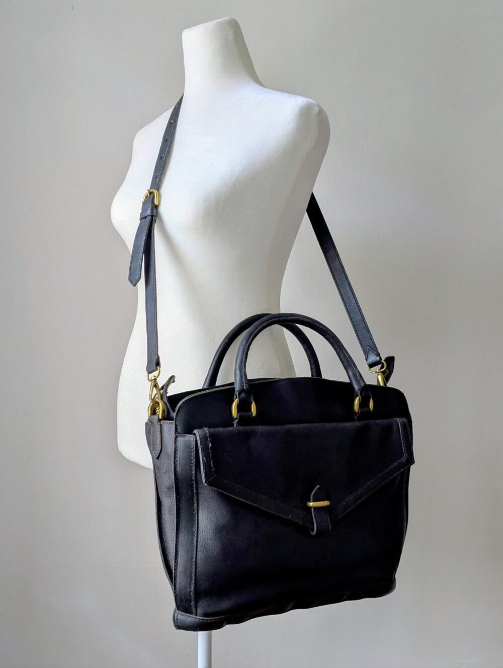Rare Madewell Black Leather Sloane Satchel Crossbody Shoulder Bag